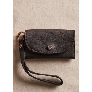 Free People Leather Wristlet Wallet, black, new with tags